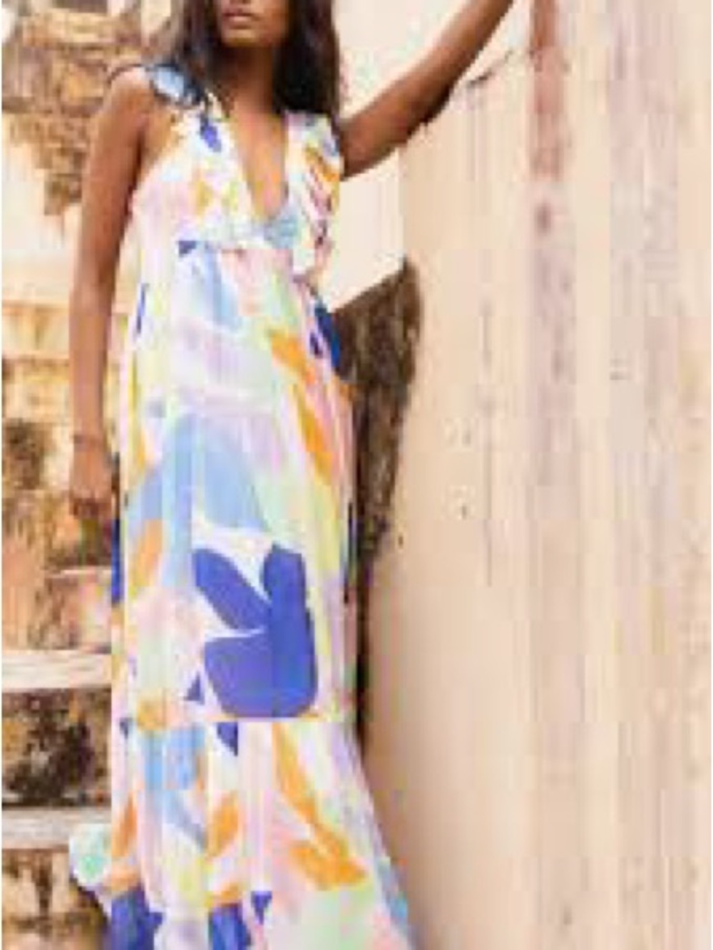 Oliphant Multicolor Abstract Ruffle Maxi Dress - Picture 2 of 2